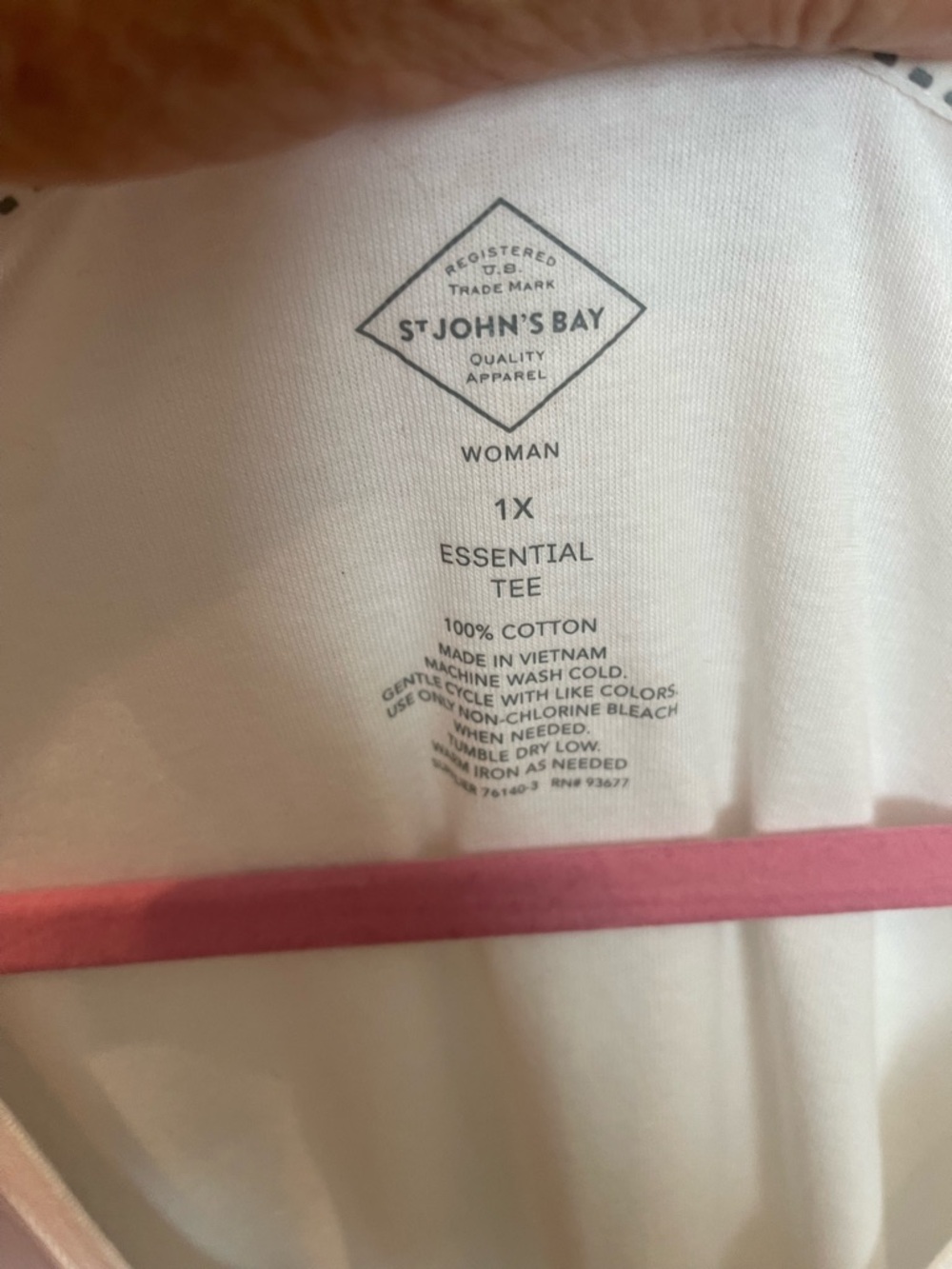 Set of Two - St. John's Bay V-Neck Three Quarter Sleeve Tees in White and Red 1X - Picture 5 of 10